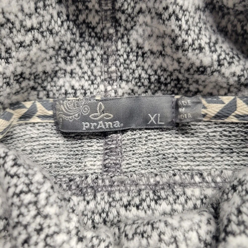 Prana Womens XL Gray Marled Cowl Neck Hoodie Kangaroo Pocket High Low Hem Top